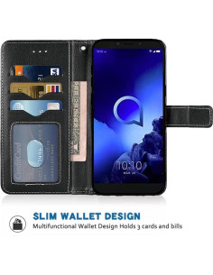 Funda Cartera de Cuero para Alcatel 1S 2019 - Negro 2