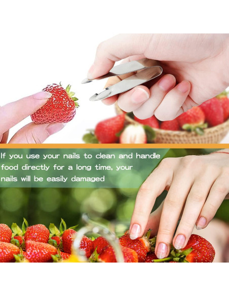 DOERDO 8 Piezas Removedor de Tallo de Fresa Acero Inoxidable