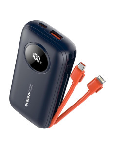 Batería Portátil AYWAY 10,000mAh USB C con Cables Integrados