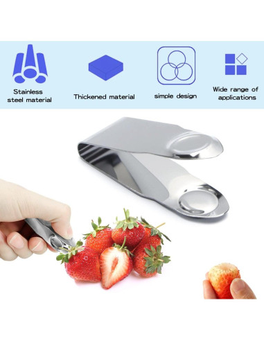 DOERDO 8 Piezas Removedor de Tallo de Fresa Acero Inoxidable