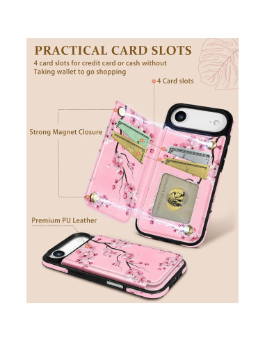 Funda de Billetera Shorogyt para iPhone 17 Air - Flor de Durazno