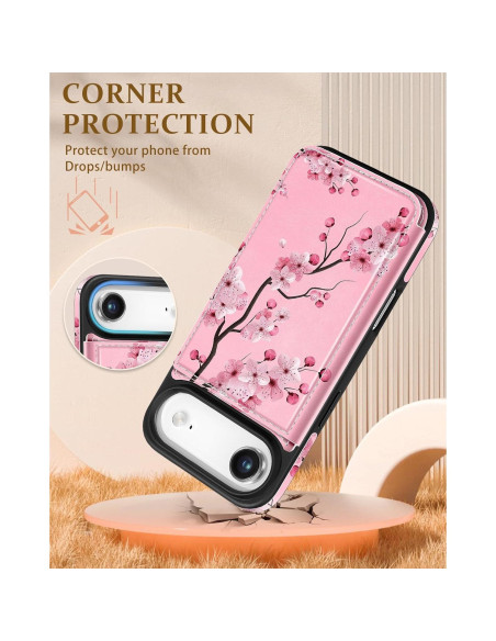 Funda de Billetera Shorogyt para iPhone 17 Air - Flor de Durazno