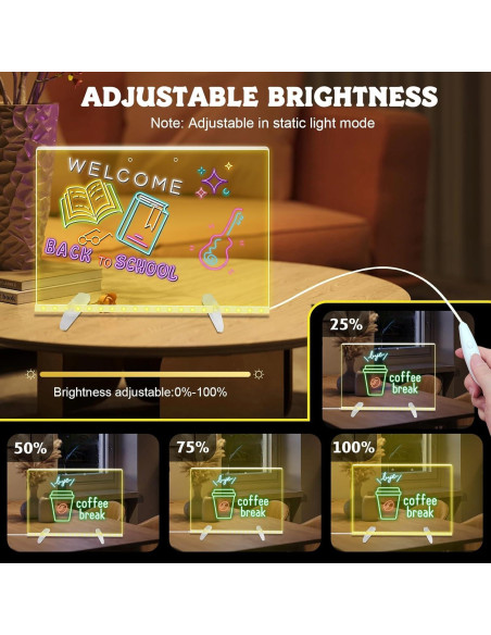 Tablero de Notas LED Corpower 35.1x25.4cm 7 Colores 4 Modos