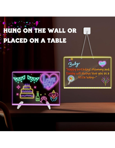 Tablero de Notas LED Corpower 35.1x25.4cm 7 Colores 4 Modos