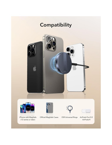 Cargador Inalámbrico ESR MagSafe 15W con Soporte - Azul