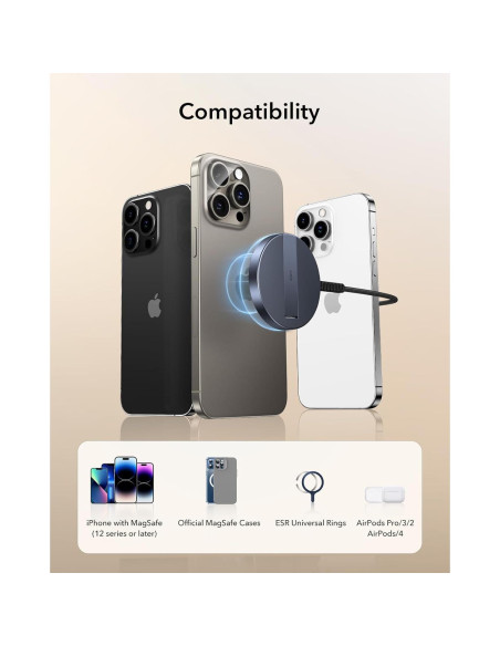 Cargador Inalámbrico ESR MagSafe 15W con Soporte - Azul