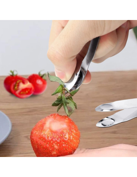 DOERDO 8 Piezas Removedor de Tallo de Fresa Acero Inoxidable