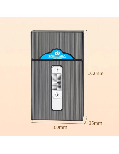 Estuche para Cigarrillos con Encendedor Doble Arco USB Negro