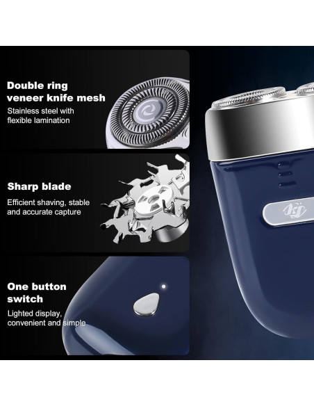 Mini Afeitadora Eléctrica Nugxica - Carga Rápida USB C, Doble Cabezal