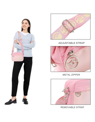 Bolsa Cruzada Rosa Pokémon Pikachu 17.78x12.7 cm