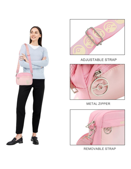 Bolsa Cruzada Rosa Pokémon Pikachu 17.78x12.7 cm