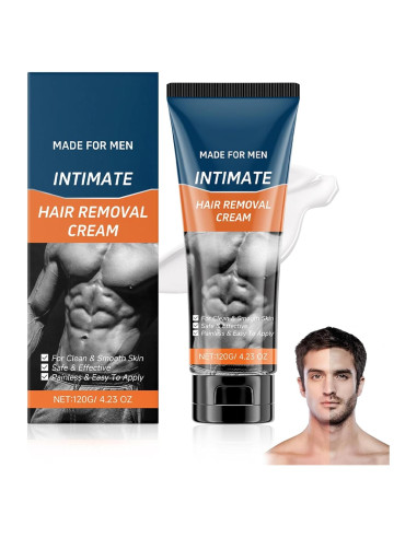 Crema Depilatoria para Hombres 124ml - Indolora para Cuerpo y Áreas Íntimas