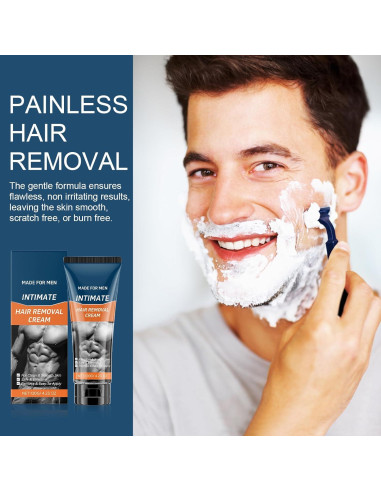 Crema Depilatoria para Hombres 124ml - Indolora para Cuerpo y Áreas Íntimas