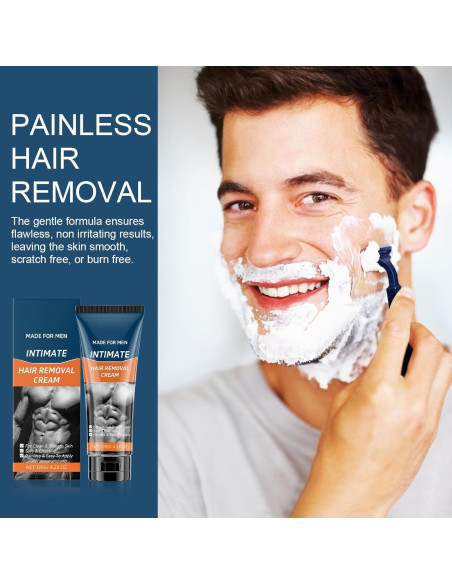 Crema Depilatoria para Hombres 124ml - Indolora para Cuerpo y Áreas Íntimas