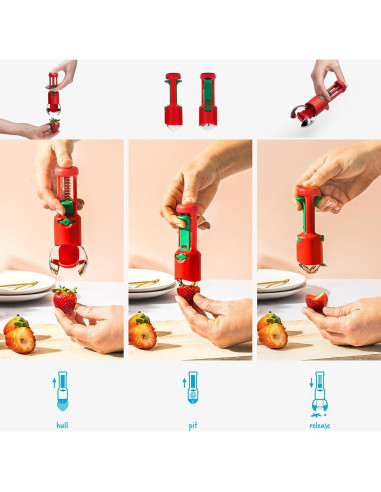 Deshuesador 3-en-1 Dreamfarm Hullapit - Fresas, Cerezas, Aceitunas
