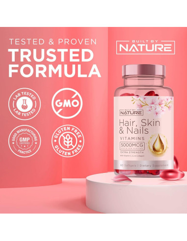 Vitaminas para Cabello, Piel y Uñas Built By Nature 60 Geles