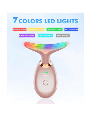 Masajeadora Facial Vibrante Sunpint ES-1081 Oro Rosa 7 Colores