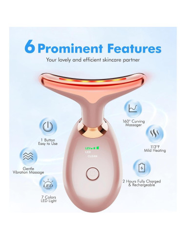 Masajeadora Facial Vibrante Sunpint ES-1081 Oro Rosa 7 Colores