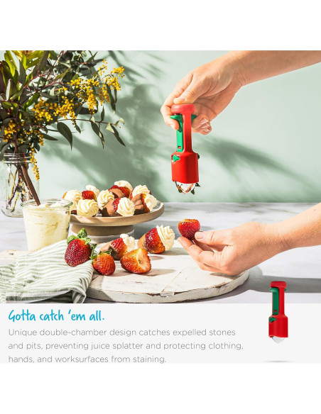Deshuesador 3-en-1 Dreamfarm Hullapit - Fresas, Cerezas, Aceitunas