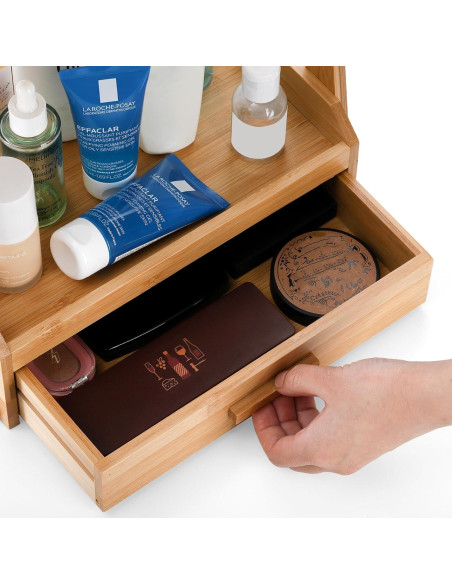 Organizador de Maquillaje de Bambú 2 Niveles Lyellfe