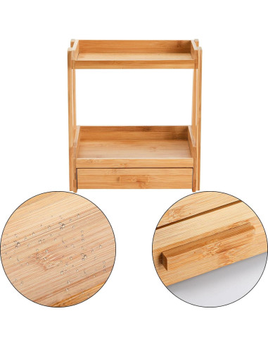 Organizador de Maquillaje de Bambú 2 Niveles Lyellfe