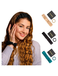 Diadema de Seda Pura Mulberry Negra 100% Ajustable 19 Momme