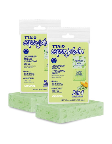 Esponja de Jabón T.Taio Exfoliante Pepino y Melón 2 en 1