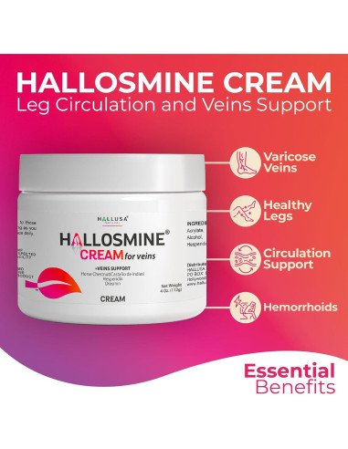 Crema para Venas Varicosas Hallosmine + 60 Cápsulas Suplemento