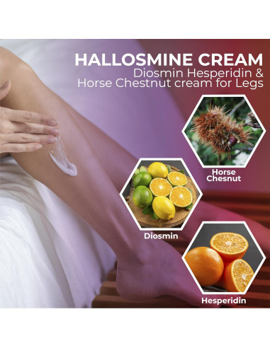 Crema para Venas Varicosas Hallosmine + 60 Cápsulas Suplemento