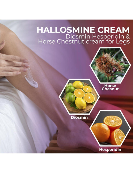 Crema para Venas Varicosas Hallosmine + 60 Cápsulas Suplemento