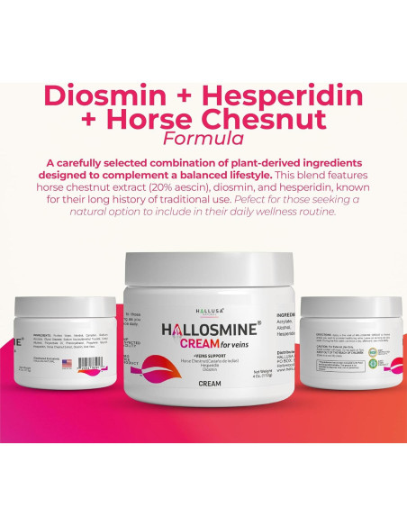 Crema para Venas Varicosas Hallosmine + 60 Cápsulas Suplemento