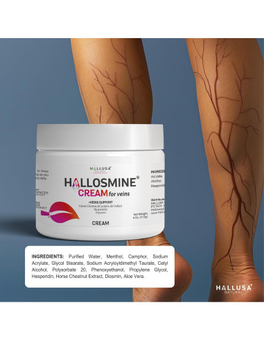 Crema para Venas Varicosas Hallosmine + 60 Cápsulas Suplemento