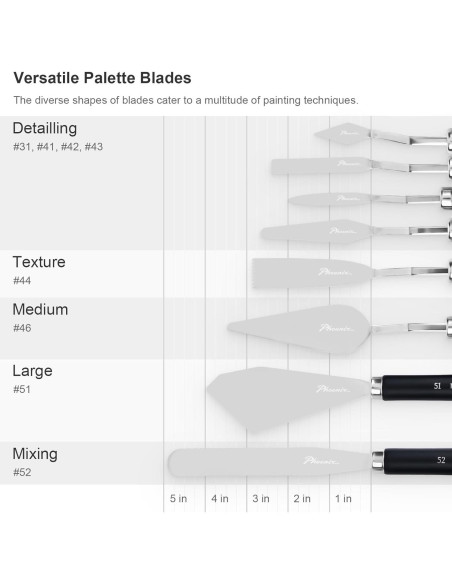 Juego de Espátulas de Paleta PHOENIX 8 Piezas Acero Inoxidable