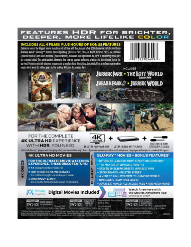 Colección 25 Aniversario Jurassic Park Blu-ray 4K 8 Discos