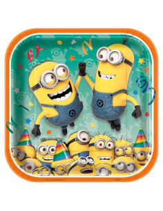 Platos de Cena Cuadrados Mi Villano Favorito Minions 22.5cm 8ct