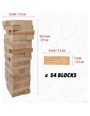 Juego de Torre de Bloques SYH para Parejas Adultas - 54 Desafíos Íntimos