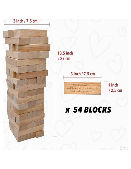 Juego de Torre de Bloques SYH para Parejas Adultas - 54 Desafíos Íntimos