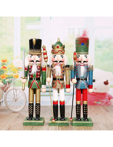 Cascanueces de Madera ZaH 30.48 cm Verde Decoración Navideña