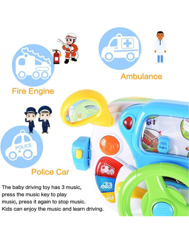 Volante Interactivo Fisca para Niños 1-3 Años con Música y Luz