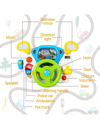 Volante Interactivo Fisca para Niños 1-3 Años con Música y Luz