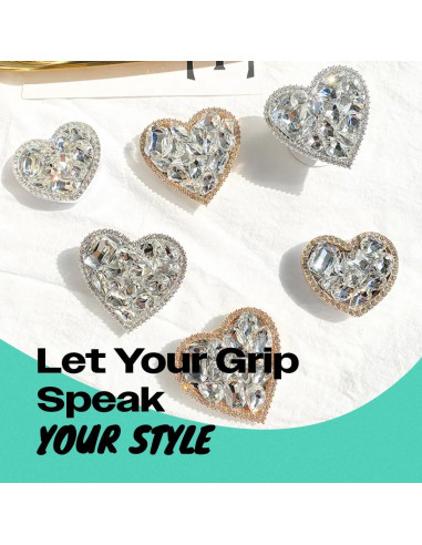 Soporte de teléfono móvil colapsable OnTheGrip Plata Grande