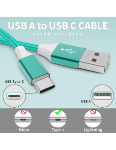 Paquete de 6 Cables USB-C FDNVKTT Carga Rápida 0.91-3.05m 2