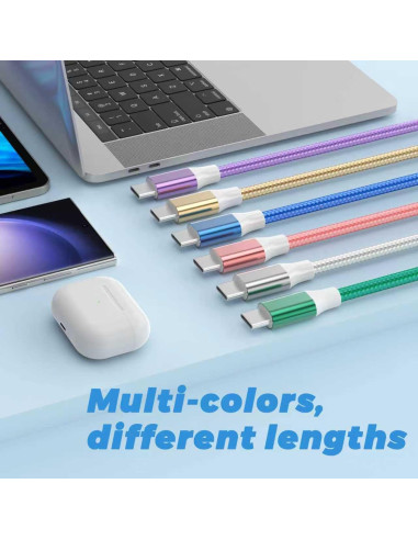 Paquete de 6 Cables USB-C FDNVKTT Carga Rápida 0.91-3.05m