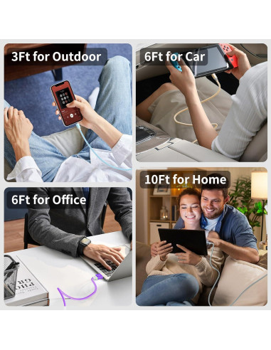 Paquete de 6 Cables USB-C FDNVKTT Carga Rápida 0.91-3.05m