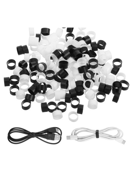 300 Bandas de Goma de Silicona DOPENSPI Negras y Blancas 0.8cm