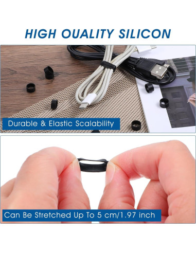 300 Bandas de Goma de Silicona DOPENSPI Negras y Blancas 0.8cm