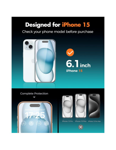 Protector de Pantalla UNBREAKcable para iPhone 15 6.1" 4PCS