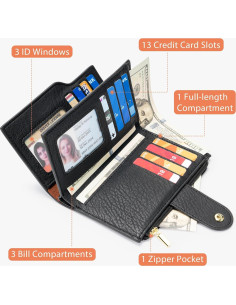 Cartera Bifold para Mujeres Airkit con Bloqueo RFID - Negro Ébano 2