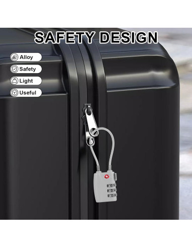 5 Candados de Combinación 3 Dígitos TKSDWBLTY Plata