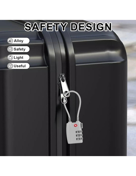 5 Candados de Combinación 3 Dígitos TKSDWBLTY Plata